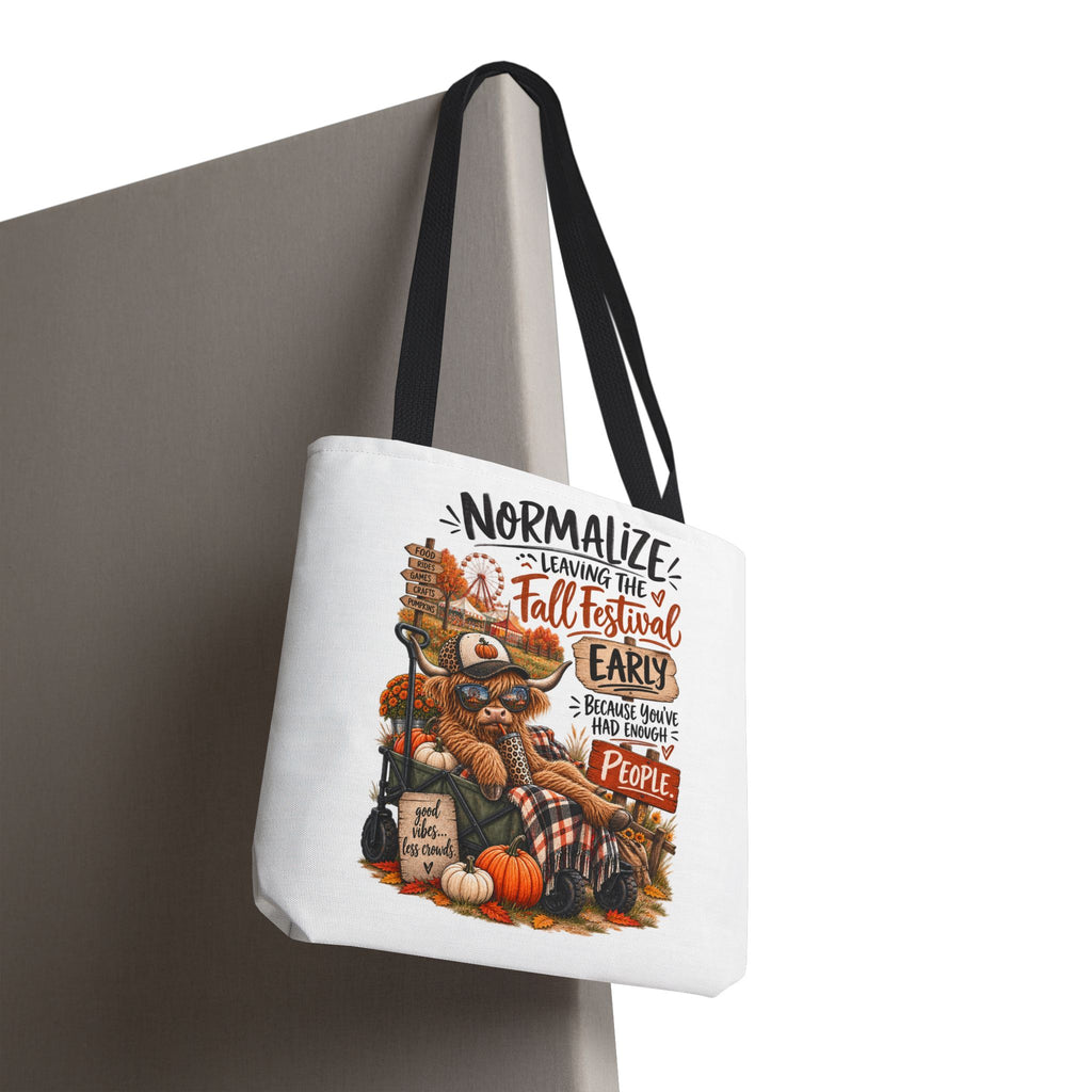 Fall Festival Tote Bag - "Normalize Leaving the Fall Festival Early" Autumn Pumpkin Market Shopper