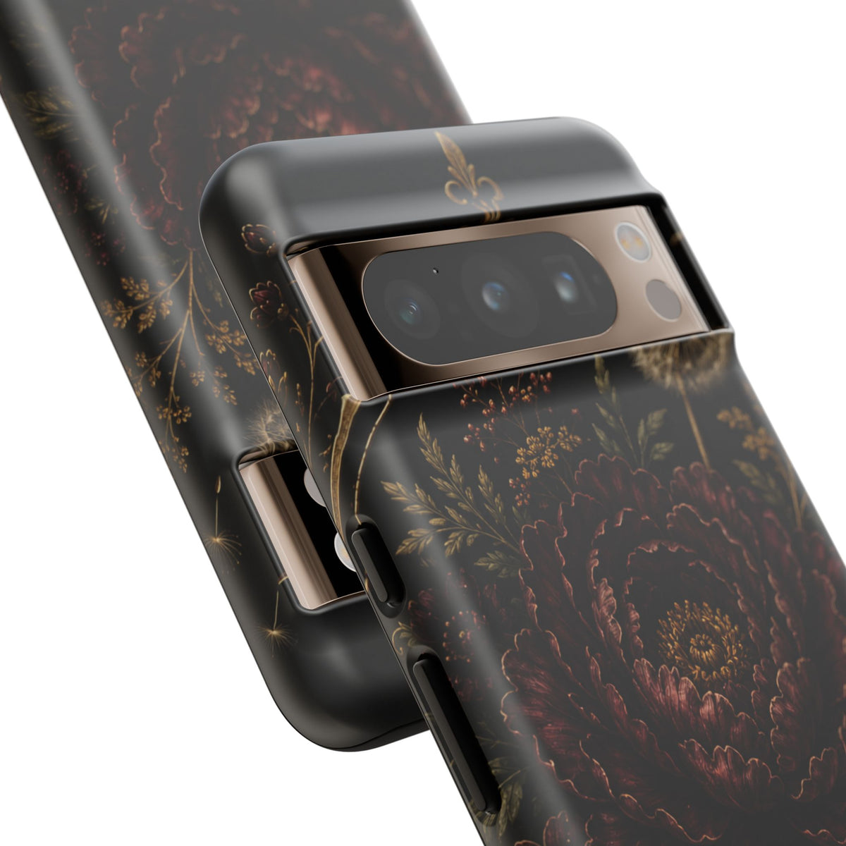 Midnight Garden Tough Case – Vintage Dark Floral Phone Case (Antique Dahlia & Dandelion)