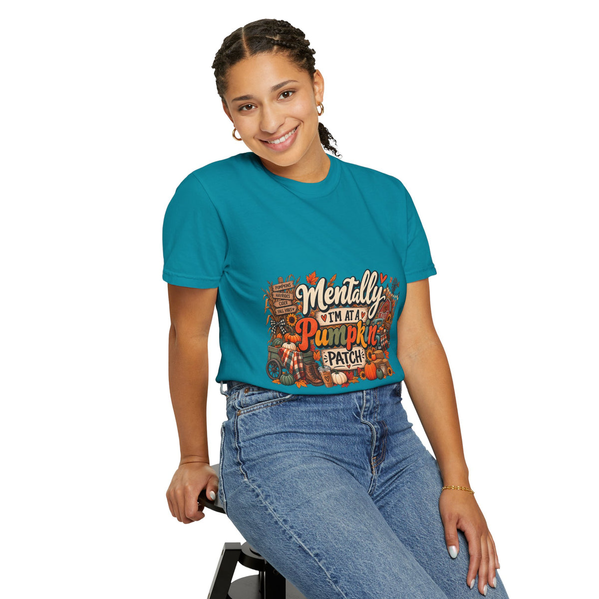 T-Shirt — "Mentally I’m at a Pumpkin Patch" Fall Graphic Tee