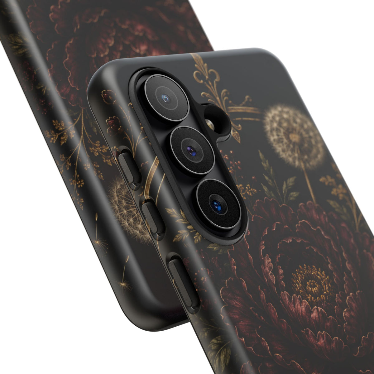 Midnight Garden Tough Case – Vintage Dark Floral Phone Case (Antique Dahlia & Dandelion)