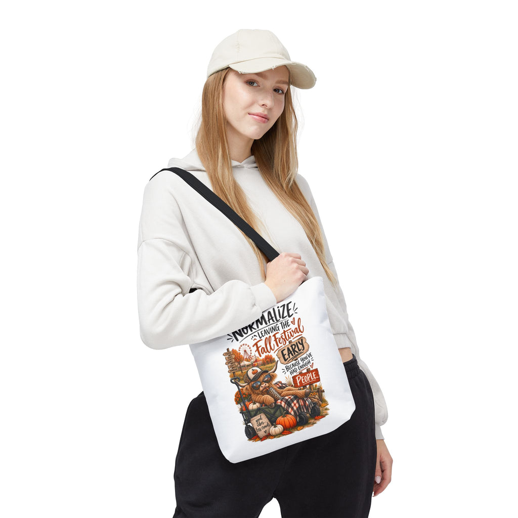 Fall Festival Tote Bag - "Normalize Leaving the Fall Festival Early" Autumn Pumpkin Market Shopper