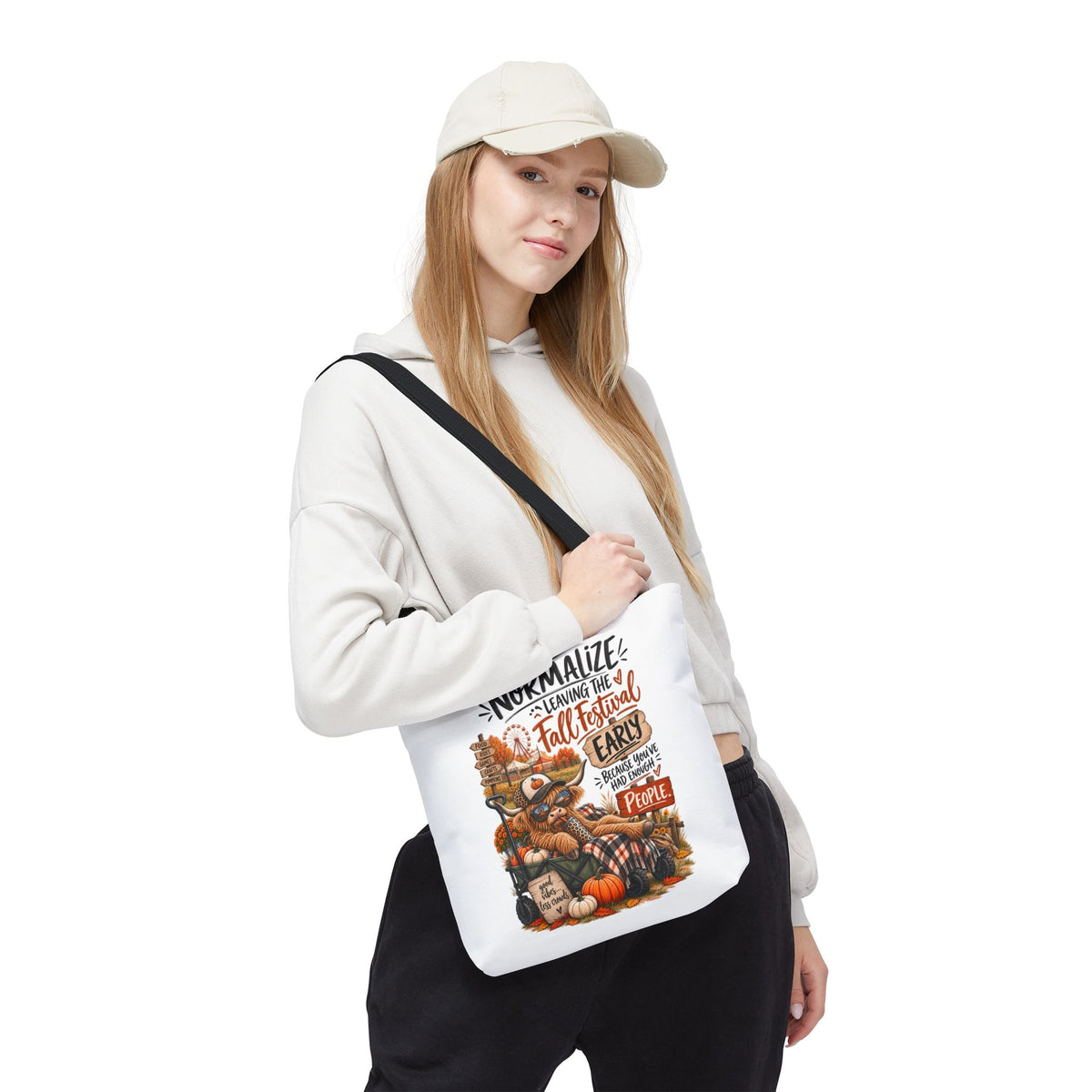 Fall Festival Tote Bag - "Normalize Leaving the Fall Festival Early" Autumn Pumpkin Market Shopper