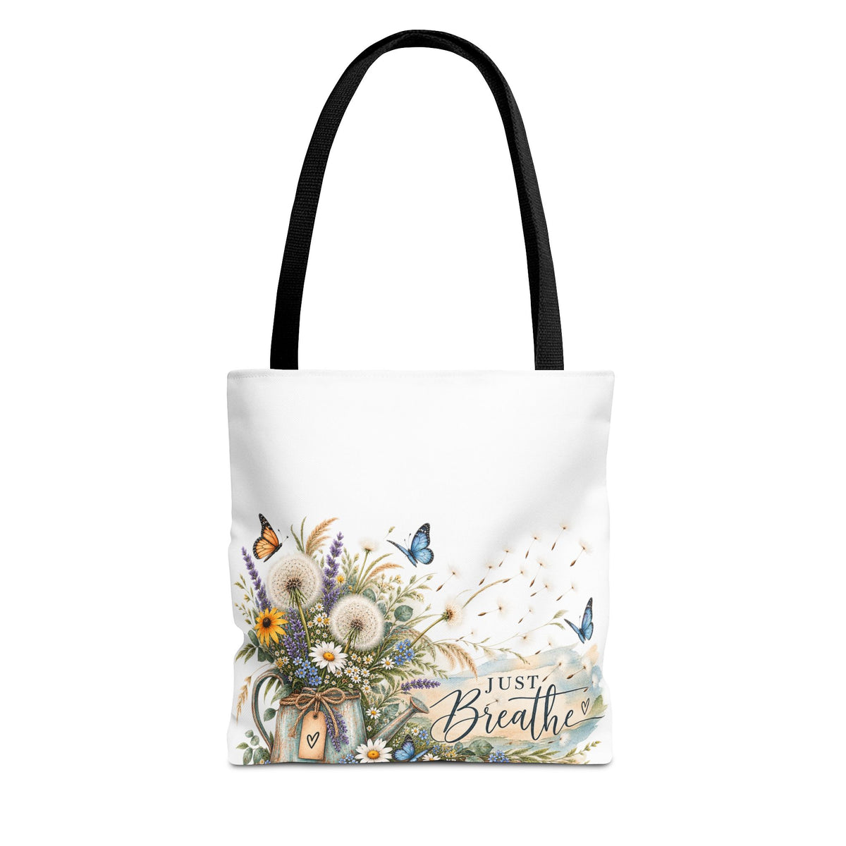 Just Breathe Floral Tote Bag — Butterfly Dandelion Garden AOP Tote