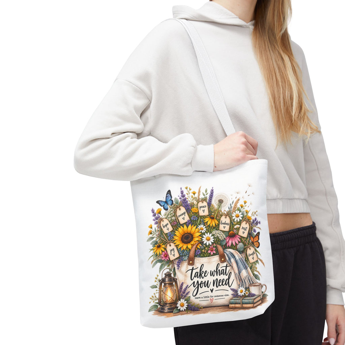 Floral 'Take What You Need' Tote Bag
