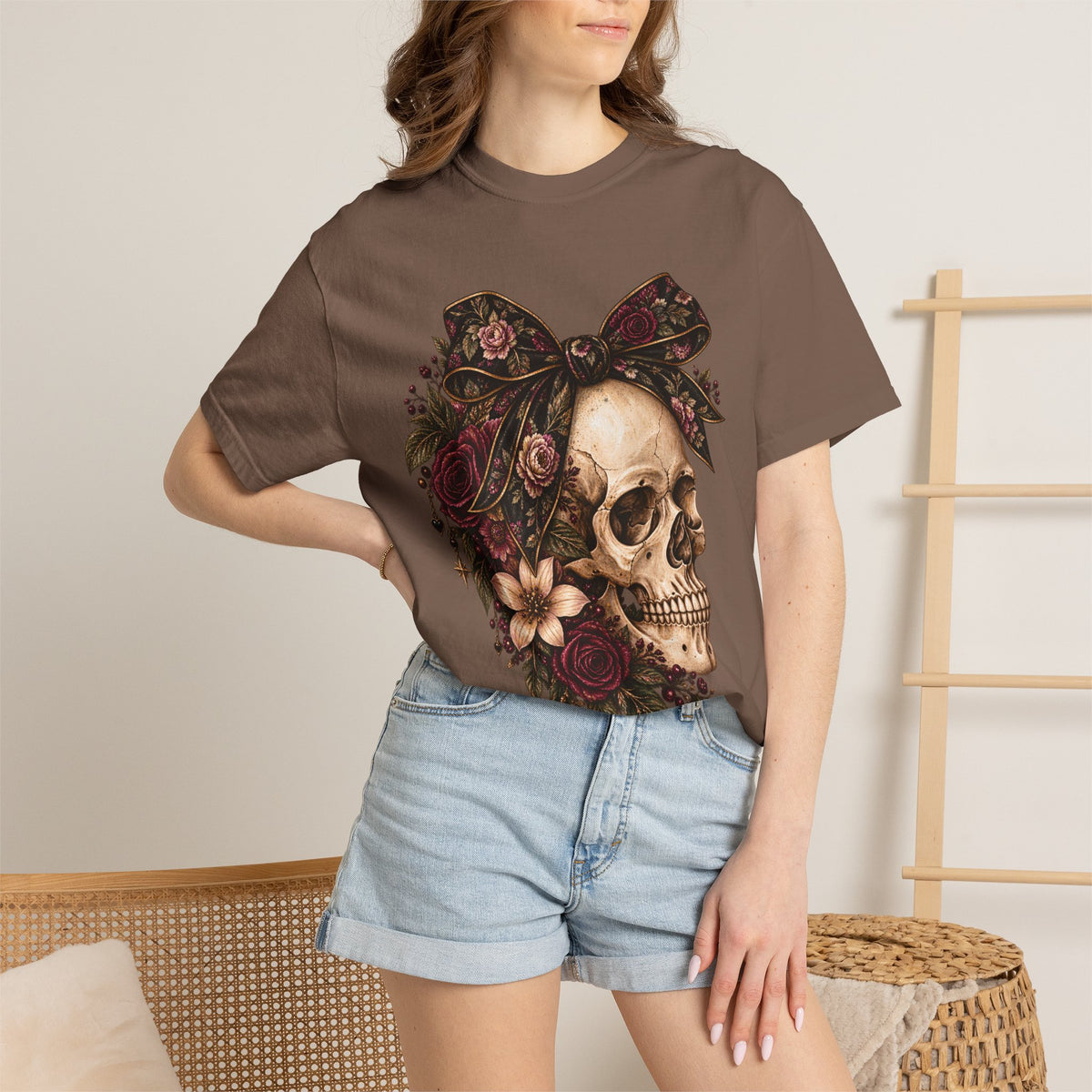Skull & Roses T-Shirt — Floral Skull Graphic Tee