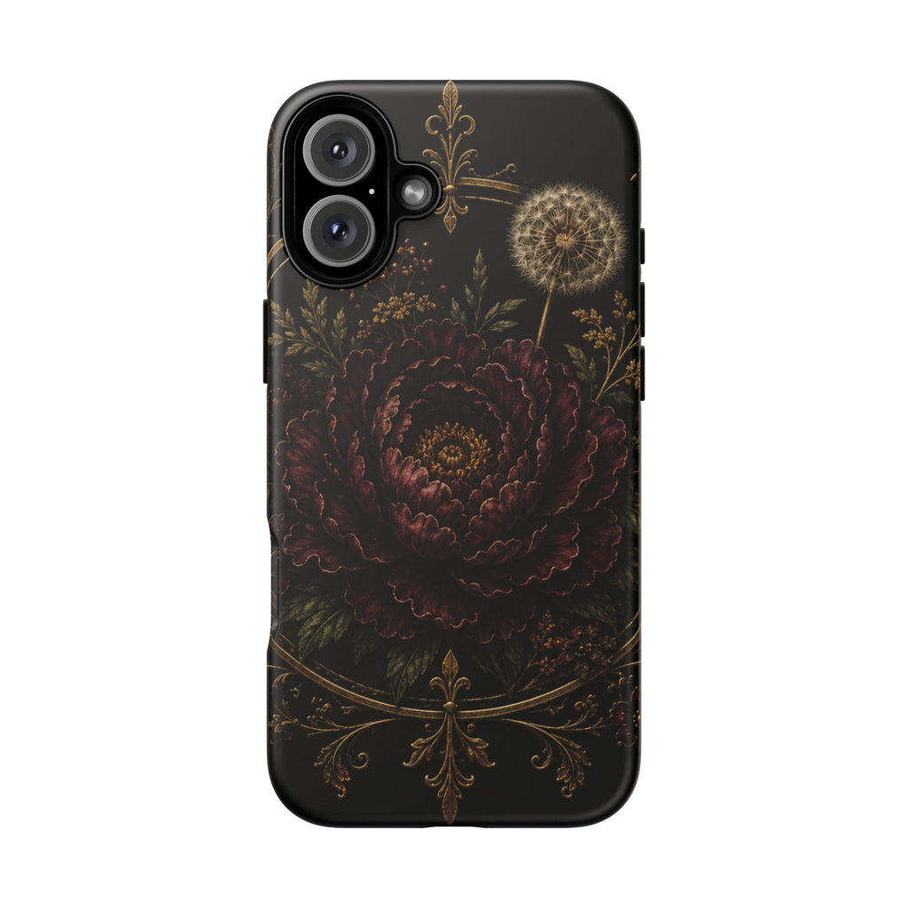 Midnight Garden Tough Case – Vintage Dark Floral Phone Case (Antique Dahlia & Dandelion)