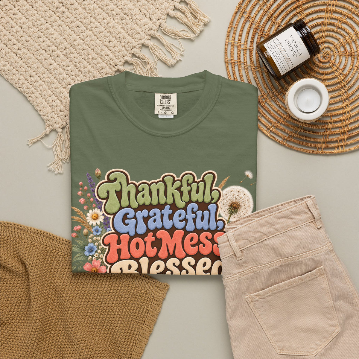 Thankful Grateful Hot Mess Blessed T-Shirt