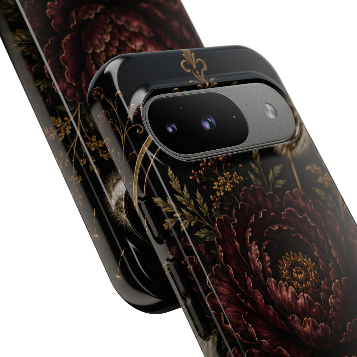 Midnight Garden Tough Case – Vintage Dark Floral Phone Case (Antique Dahlia & Dandelion)