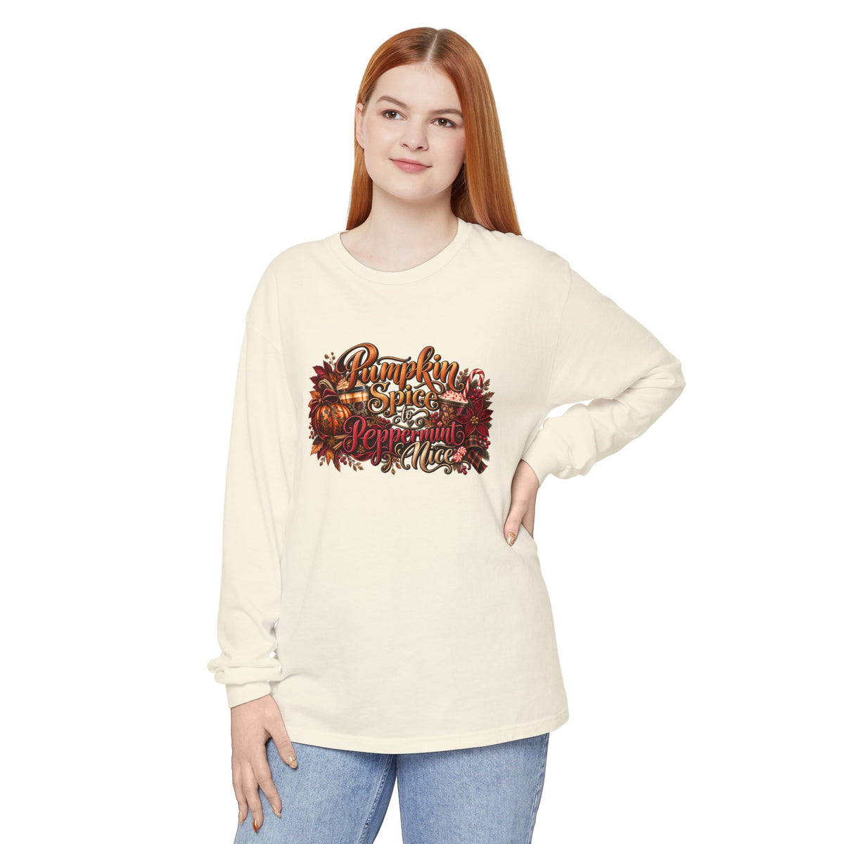 Pumpkin Spice & Peppermint Christmas Long Sleeve T-Shirt