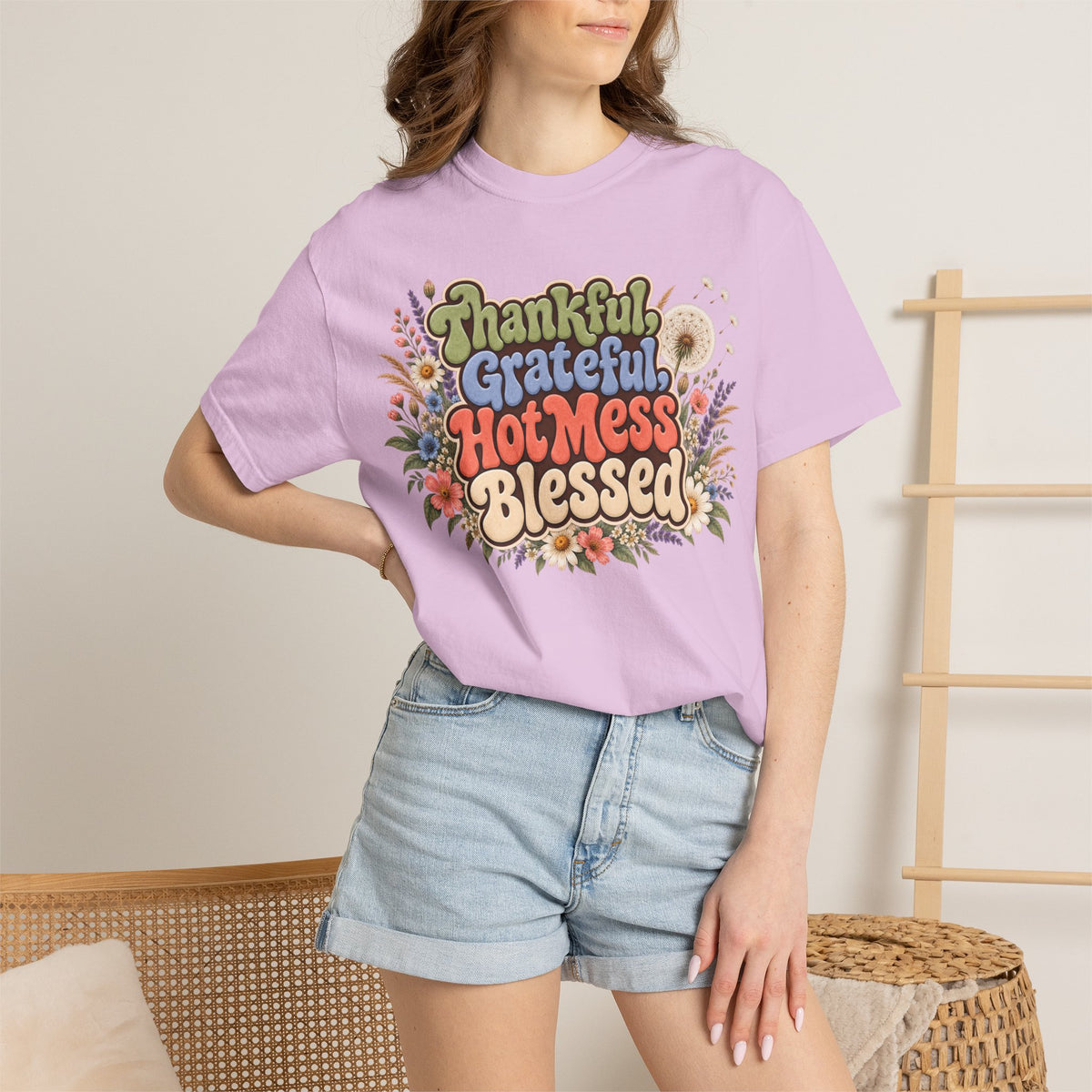 Thankful Grateful Hot Mess Blessed T-Shirt
