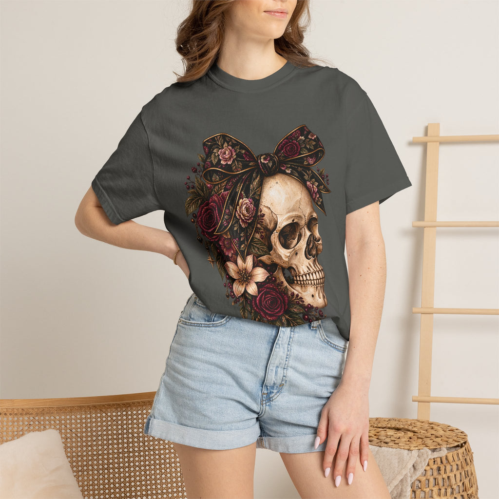 Skull & Roses T-Shirt — Floral Skull Graphic Tee