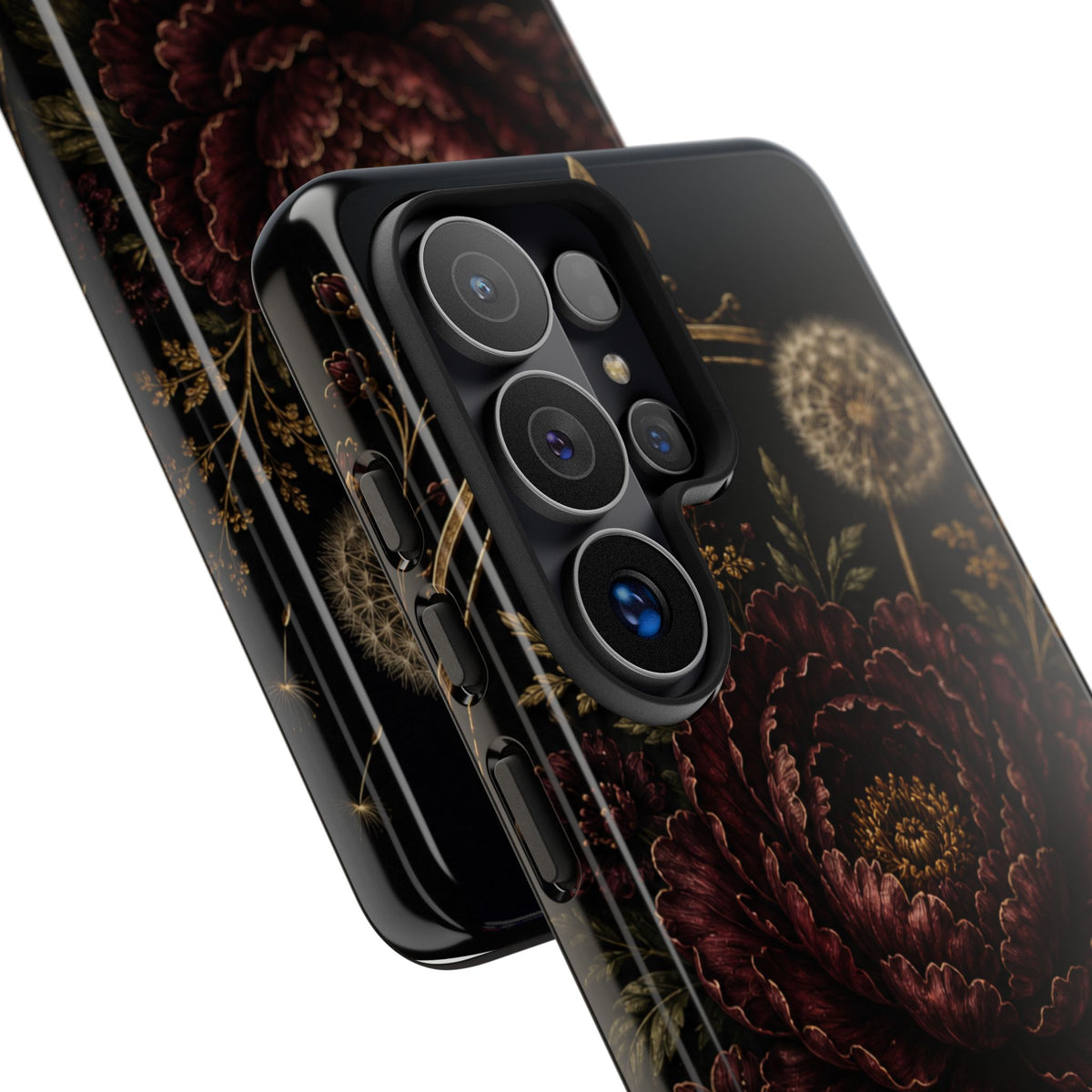 Midnight Garden Tough Case – Vintage Dark Floral Phone Case (Antique Dahlia & Dandelion)