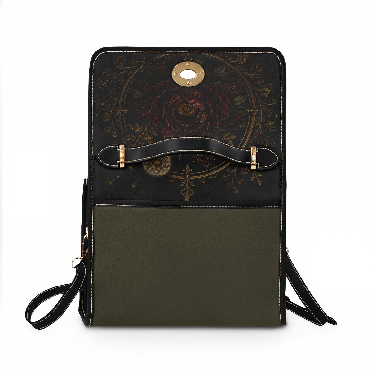 Midnight Garden Vintage Floral Waterproof Canvas Crossbody Bag