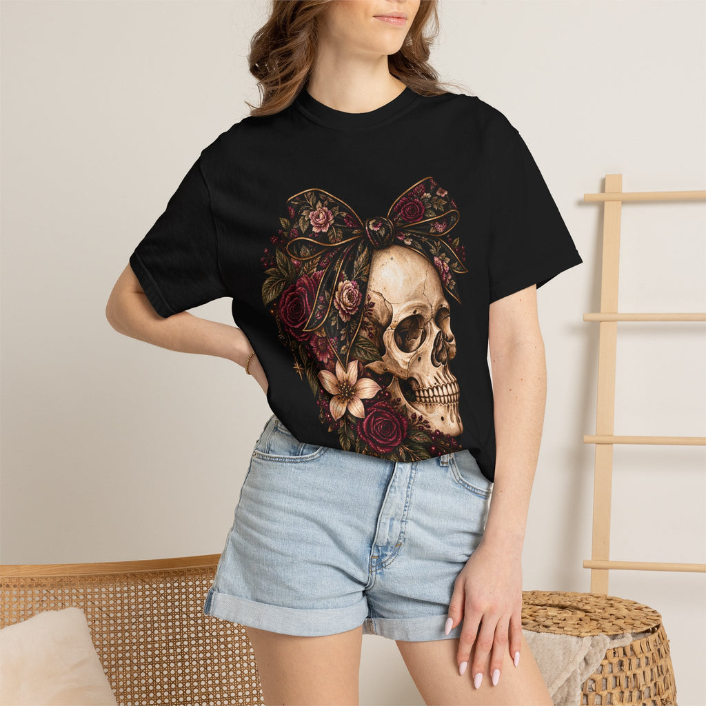 Skull & Roses T-Shirt — Floral Skull Graphic Tee