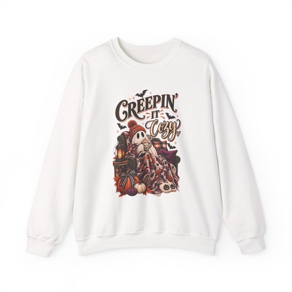 Halloween Crewneck Sweatshirt "Creepin' It's Cozy" — Spooky Cozy Autumn Pullover