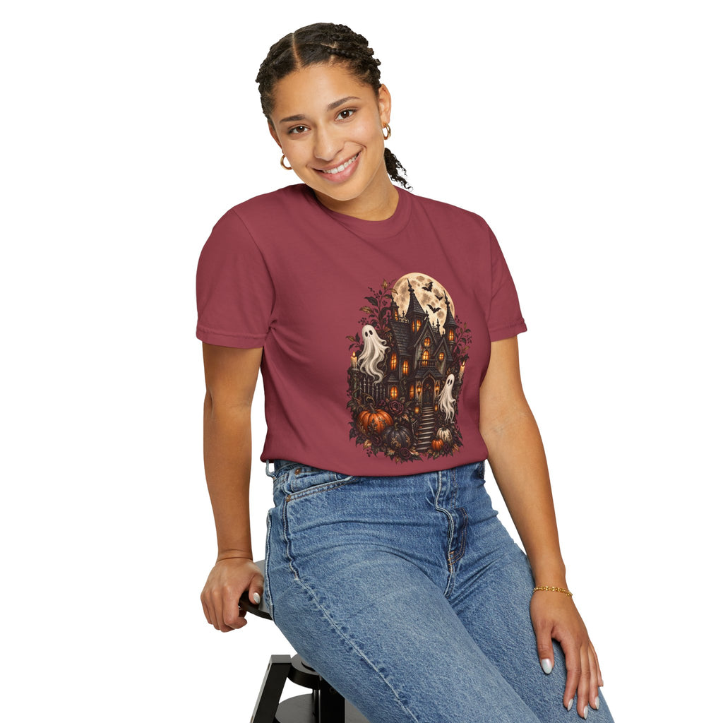 Halloween Haunted House T-Shirt — Spooky Ghosts & Pumpkins Tee