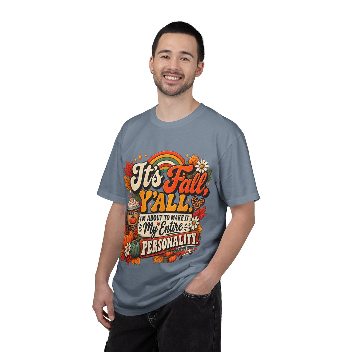 It's Fall Y'all T-Shirt — Fall Pumpkin & Cozy Coffee Graphic Tee