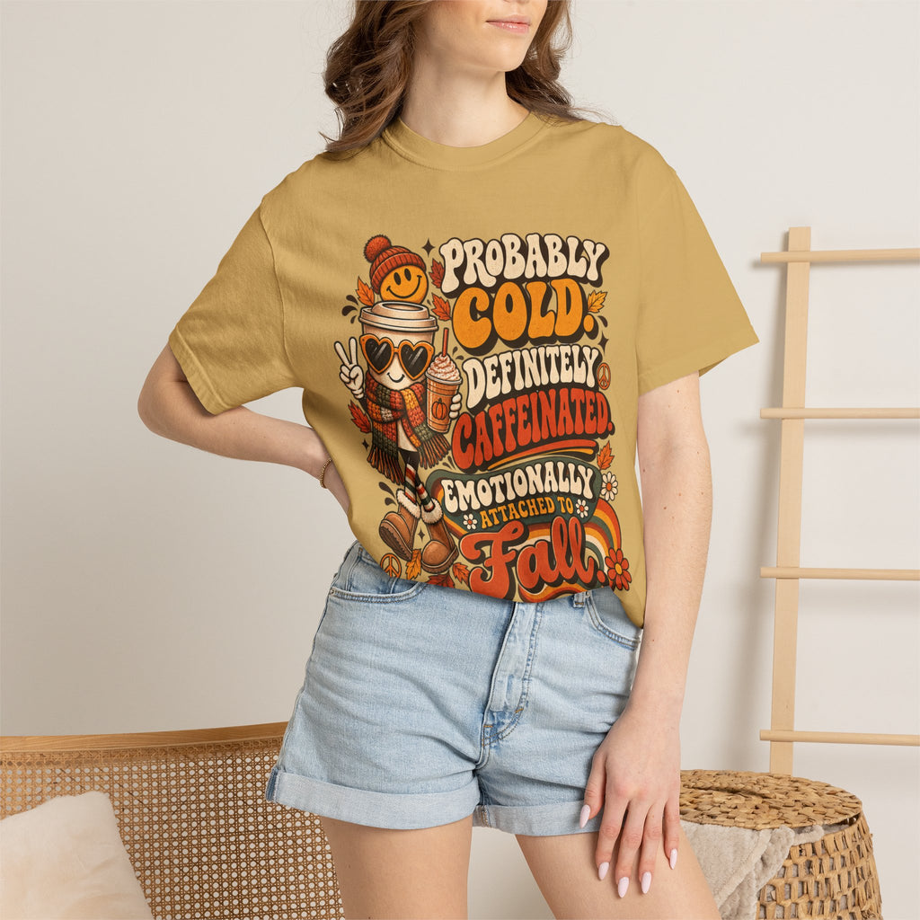 Fall Coffee Tee — "Probably Cold, Definitely Caffeinated, Emotionally Attached to Fall" T-Shirt