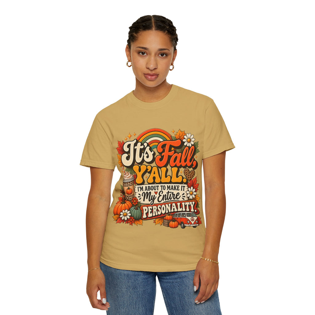 It's Fall Y'all T-Shirt — Fall Pumpkin & Cozy Coffee Graphic Tee