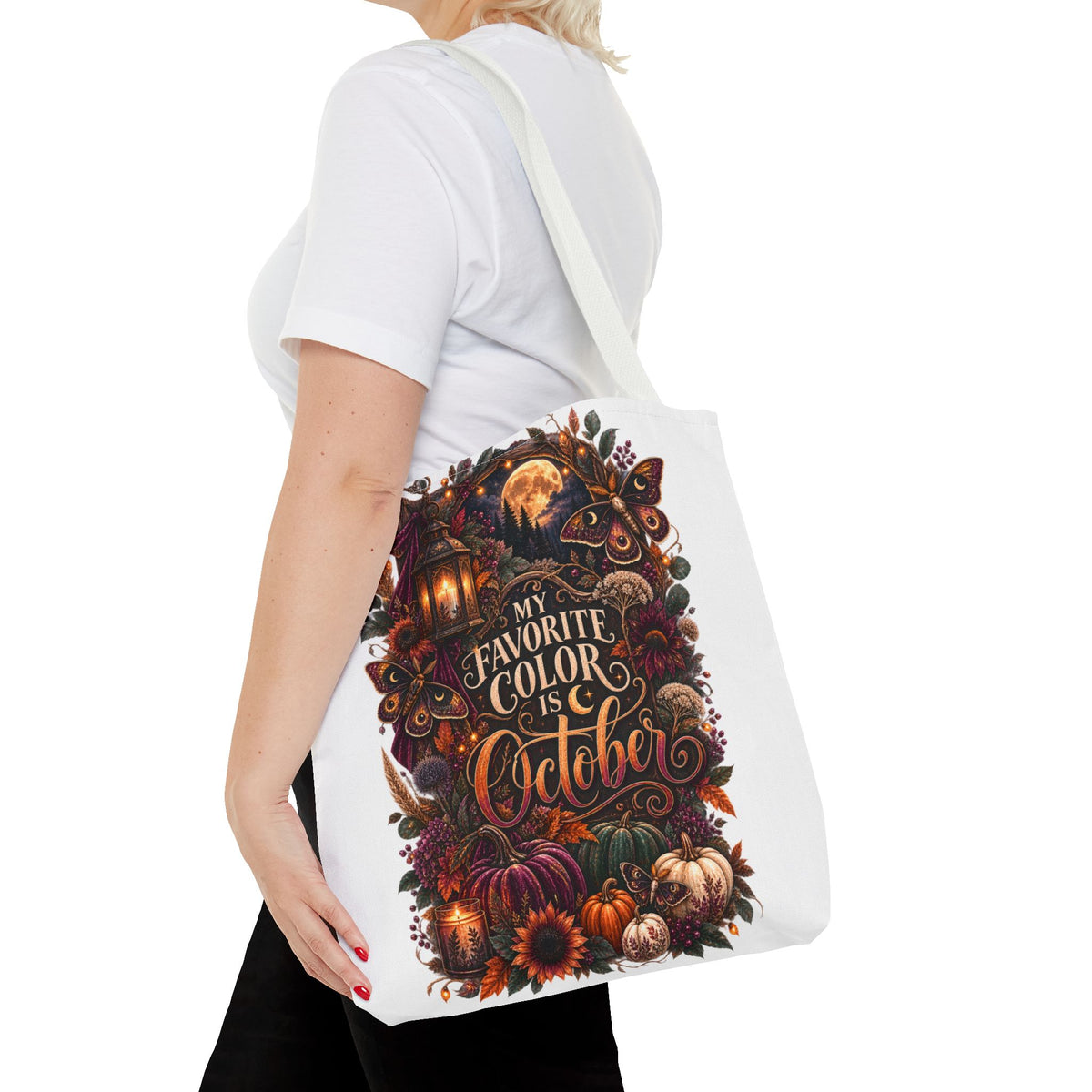 October Tote Bag - "My Favorite Color Is October" Autumn Pumpkin Market Tote