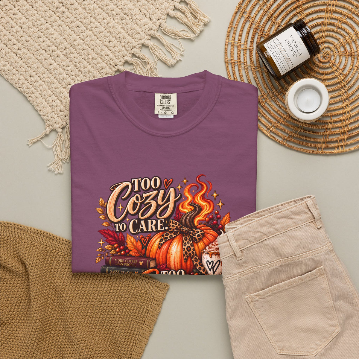 Cozy & Spicy Fall Tee — "Too Cozy to Care, Too Spicy to Behave" T-Shirt