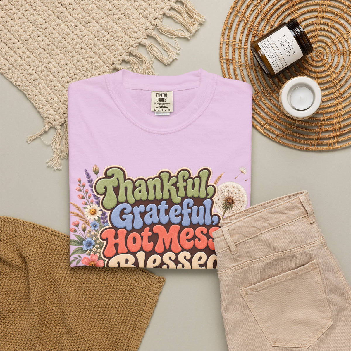 Thankful Grateful Hot Mess Blessed T-Shirt