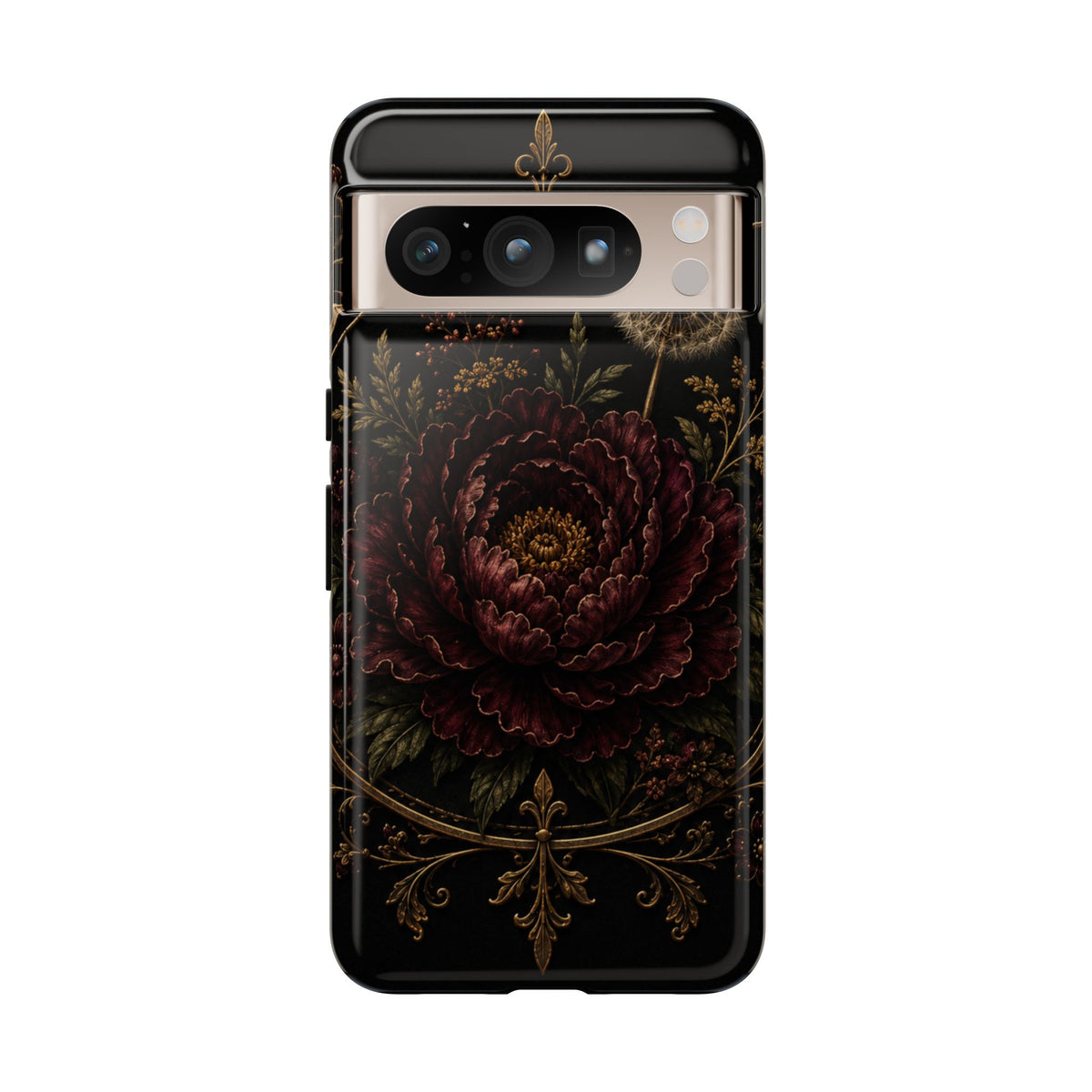 Midnight Garden Tough Case – Vintage Dark Floral Phone Case (Antique Dahlia & Dandelion)