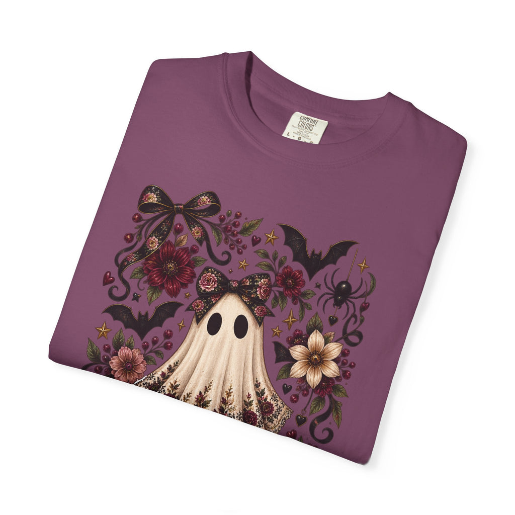 Vintage Floral Ghost T-Shirt — Cute Spooky Halloween Tee