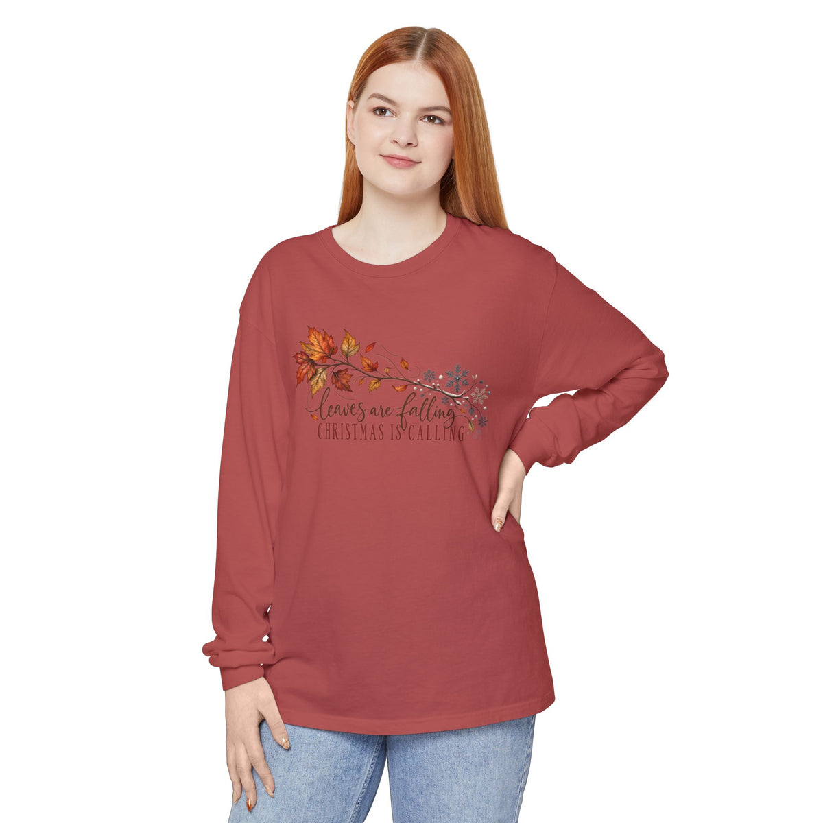 Leaves Are Falling Christmas Is Calling Long Sleeve T-Shirt