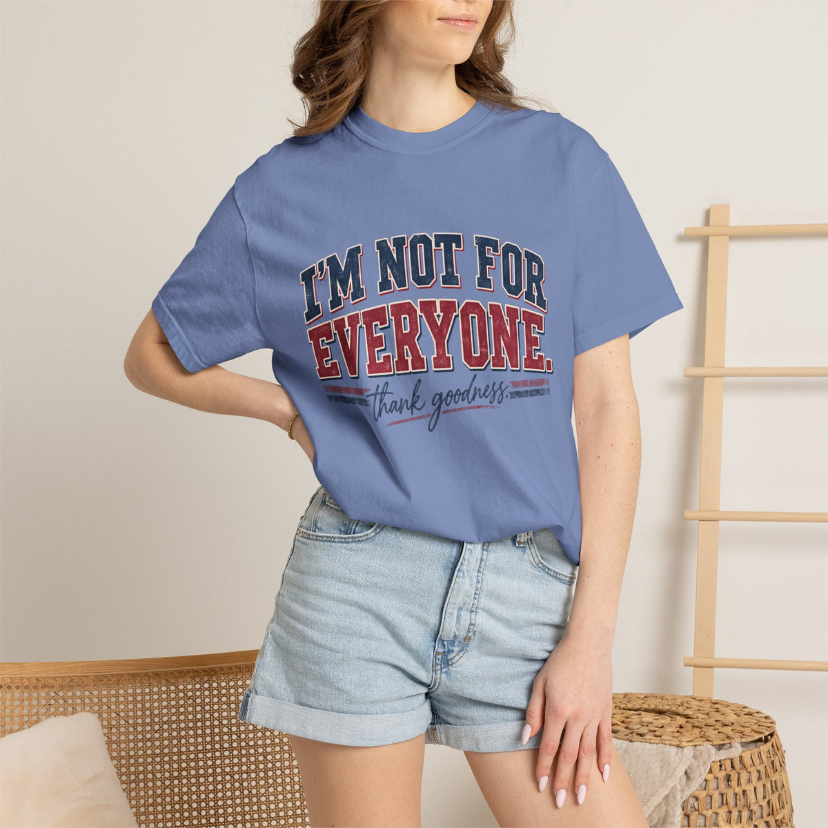 I’m Not For Everyone T-Shirt — Bold Statement Graphic Tee (‘Thank Goodness’ Script)