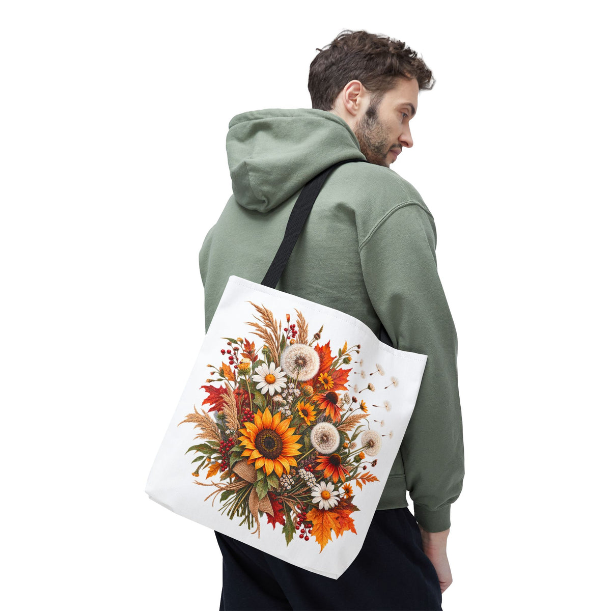 Sunflower Autumn Bouquet Tote Bag — Fall Floral Canvas Tote