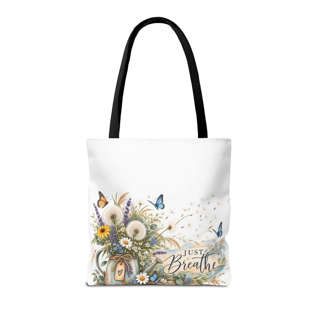 Just Breathe Floral Tote Bag — Butterfly Dandelion Garden AOP Tote