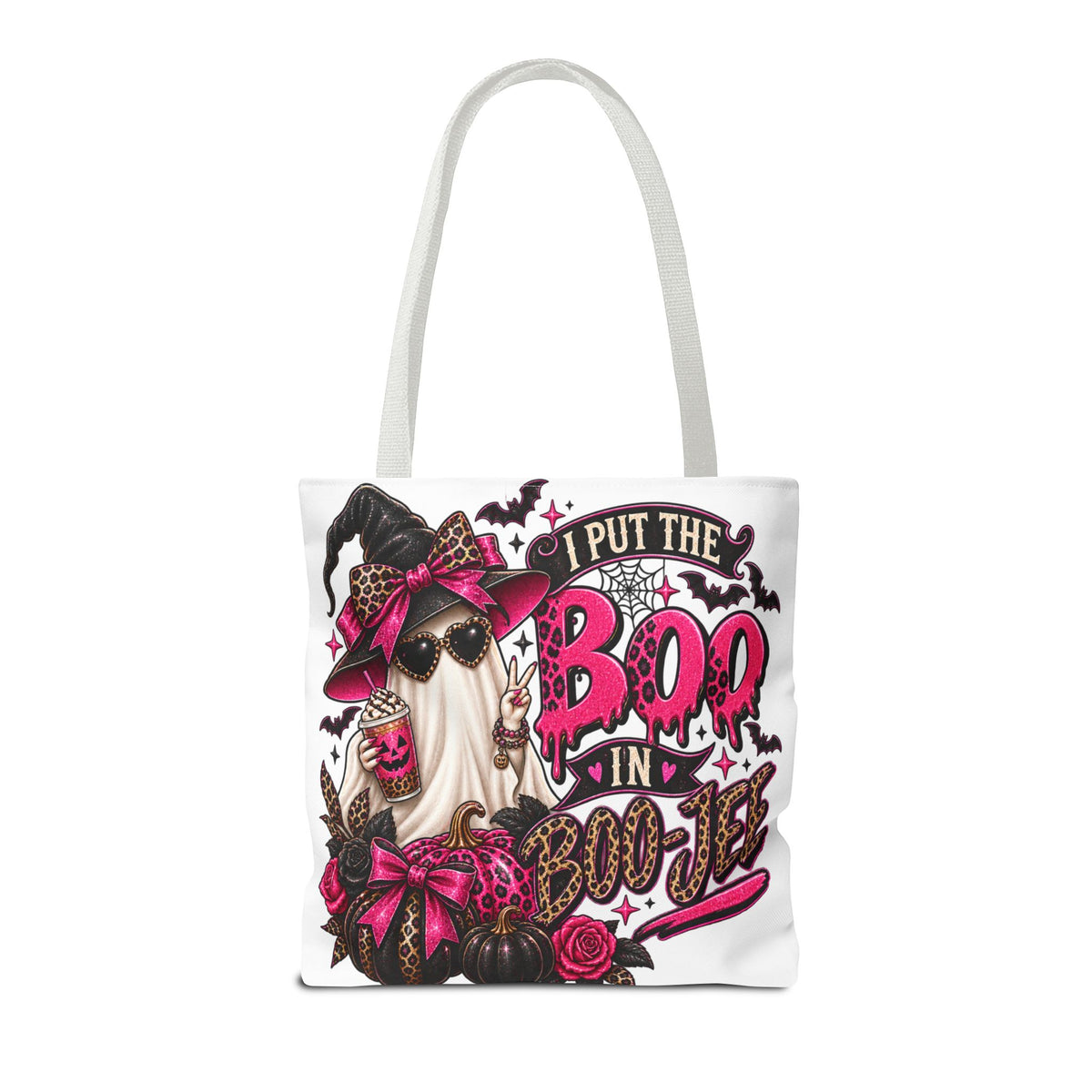 Halloween Boo-in-Boots Tote Bag – Pink Witch Gnome Trick-or-Treat Tote