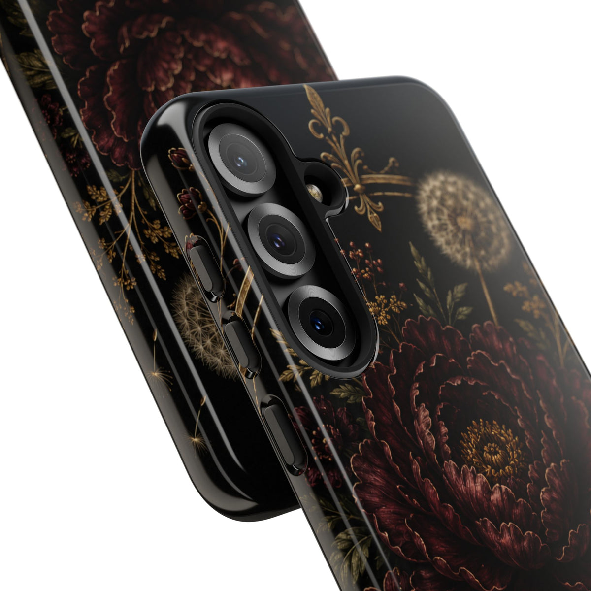 Midnight Garden Tough Case – Vintage Dark Floral Phone Case (Antique Dahlia & Dandelion)