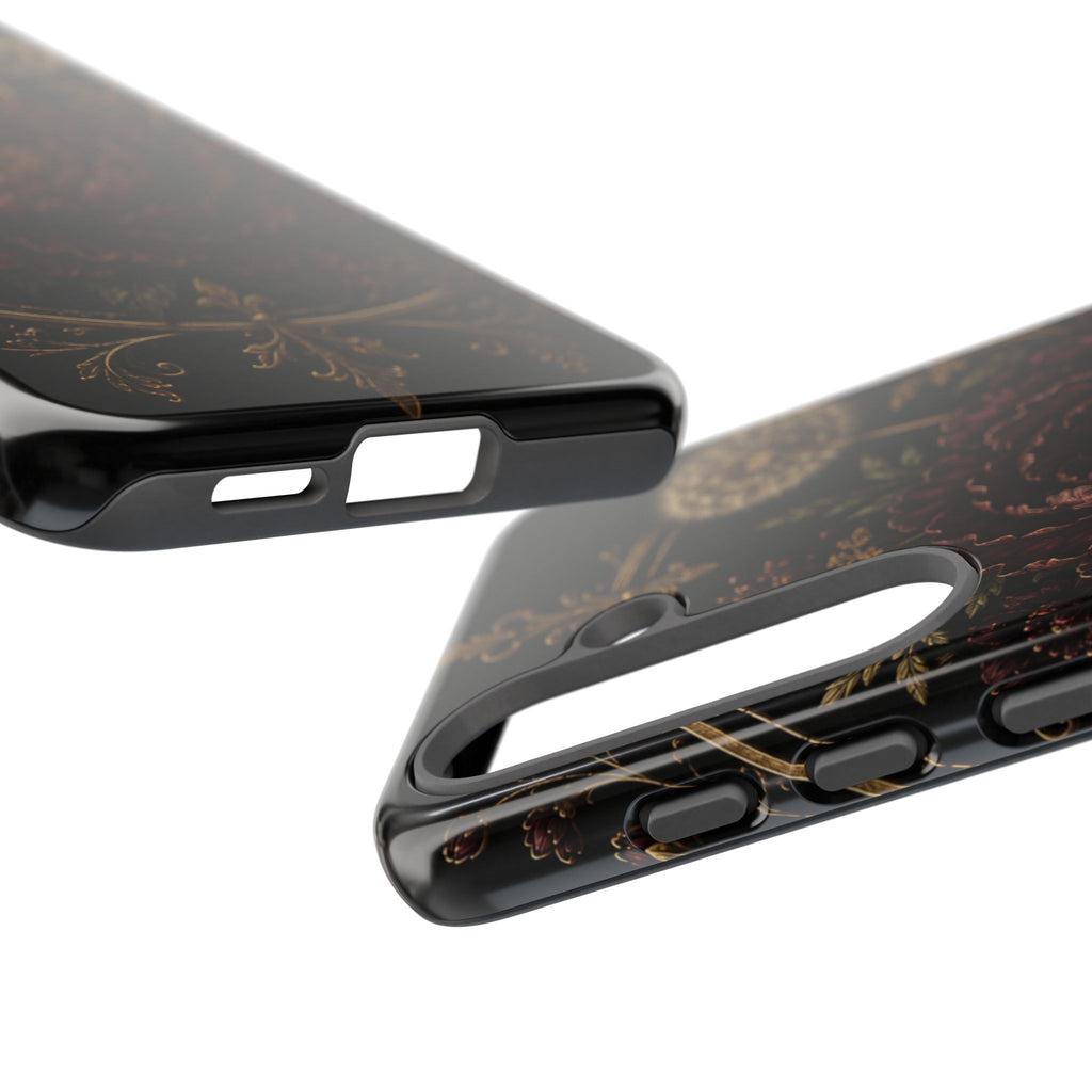 Midnight Garden Tough Case – Vintage Dark Floral Phone Case (Antique Dahlia & Dandelion)
