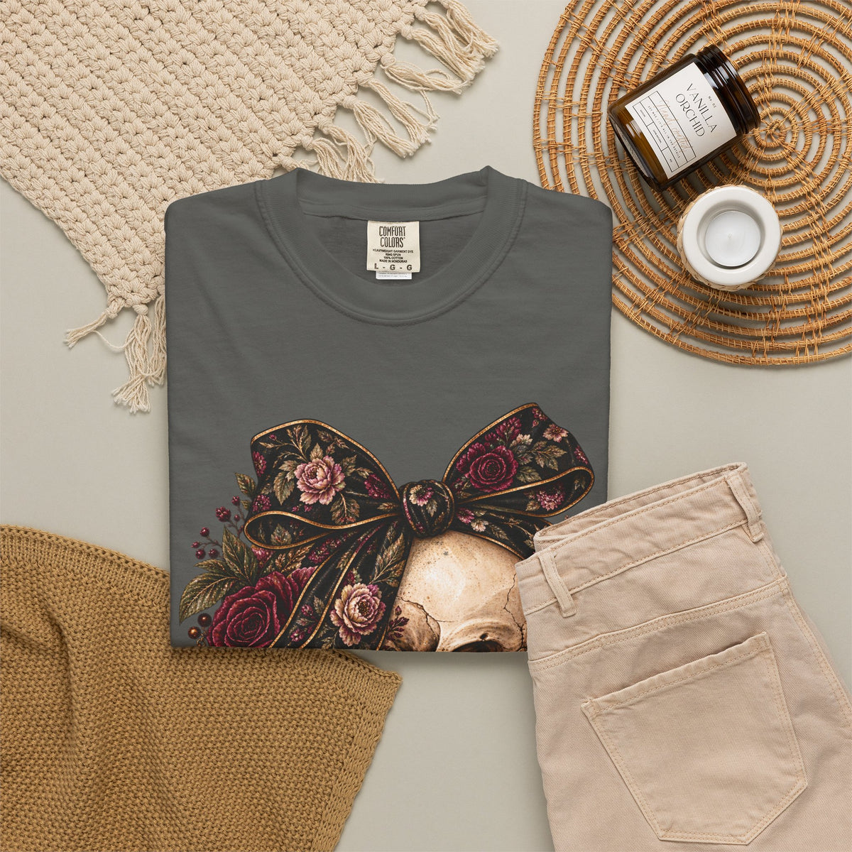 Skull & Roses T-Shirt — Floral Skull Graphic Tee