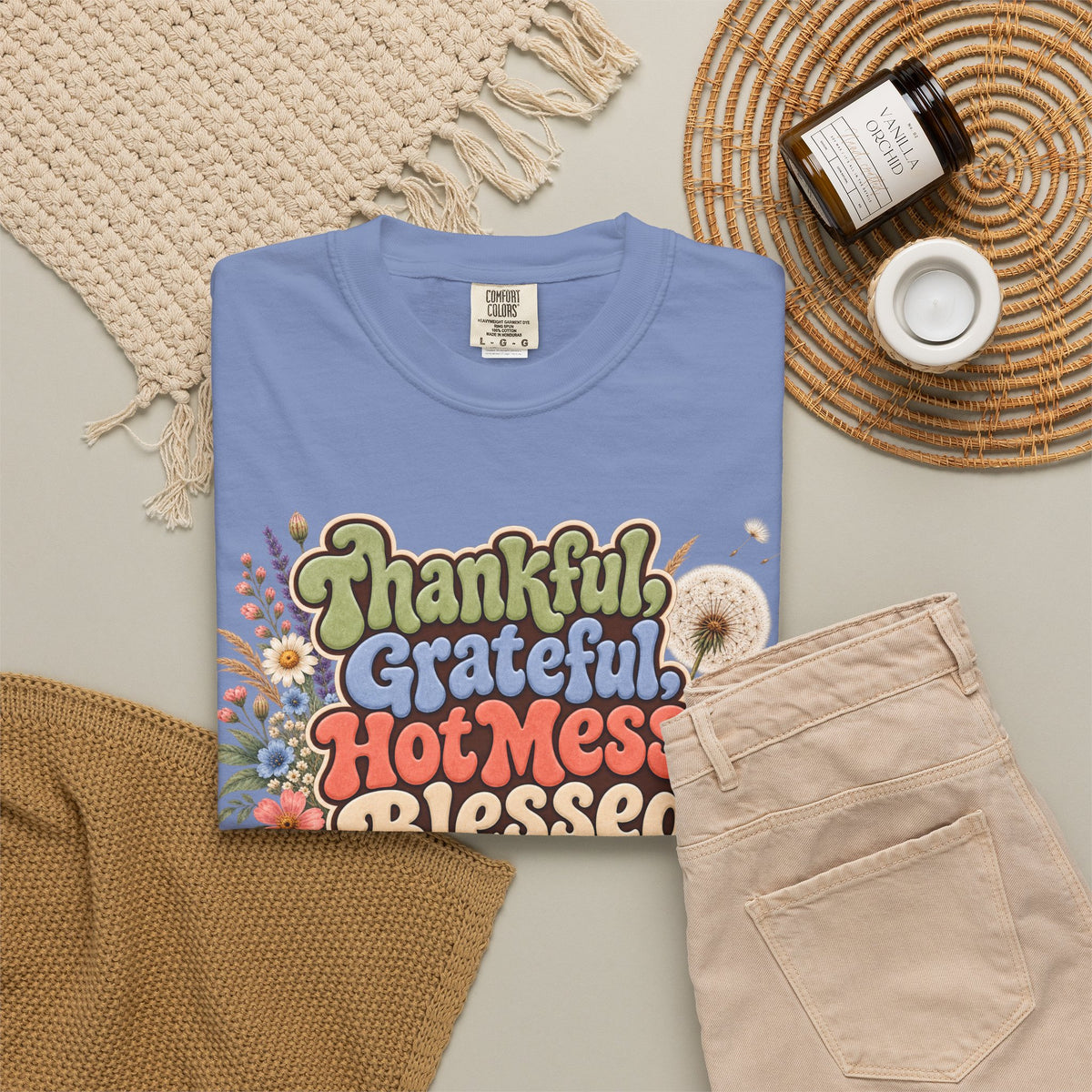 Thankful Grateful Hot Mess Blessed T-Shirt