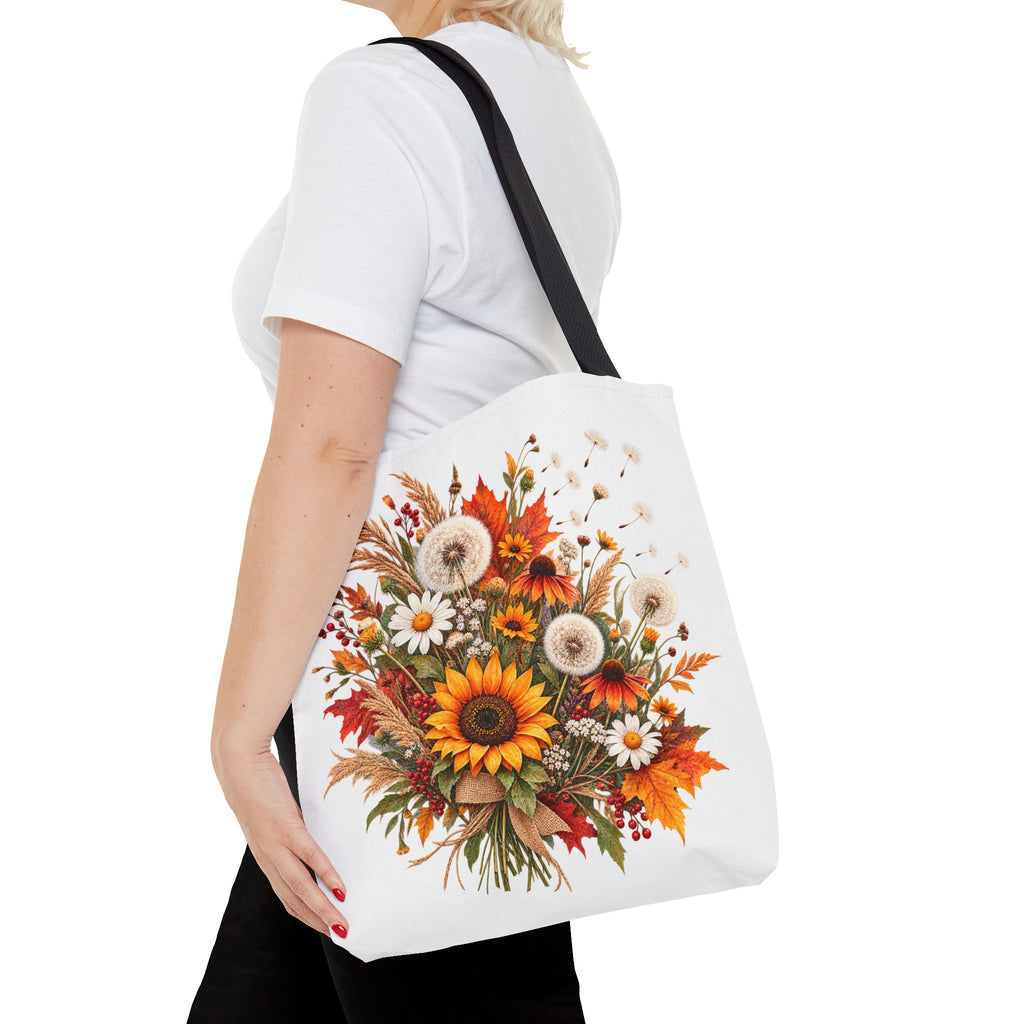 Sunflower Autumn Bouquet Tote Bag — Fall Floral Canvas Tote
