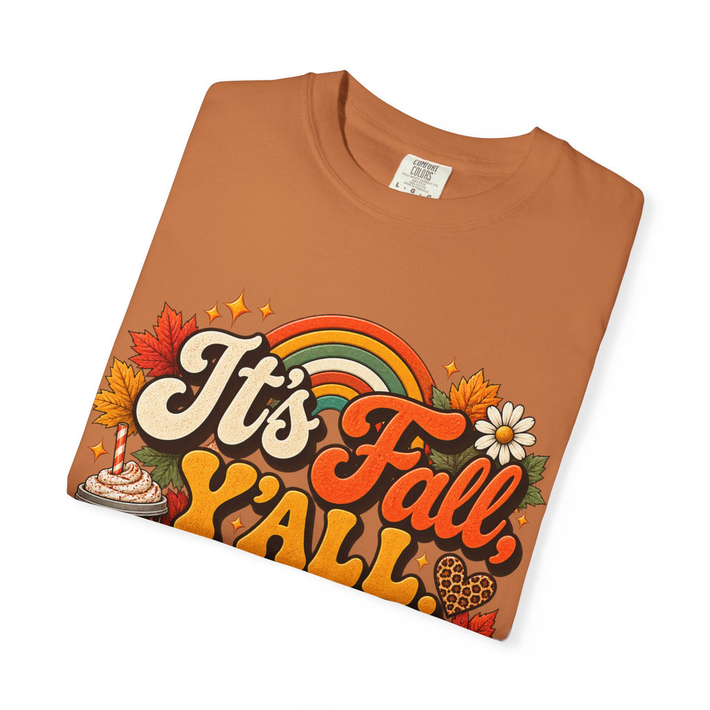 It's Fall Y'all T-Shirt — Fall Pumpkin & Cozy Coffee Graphic Tee