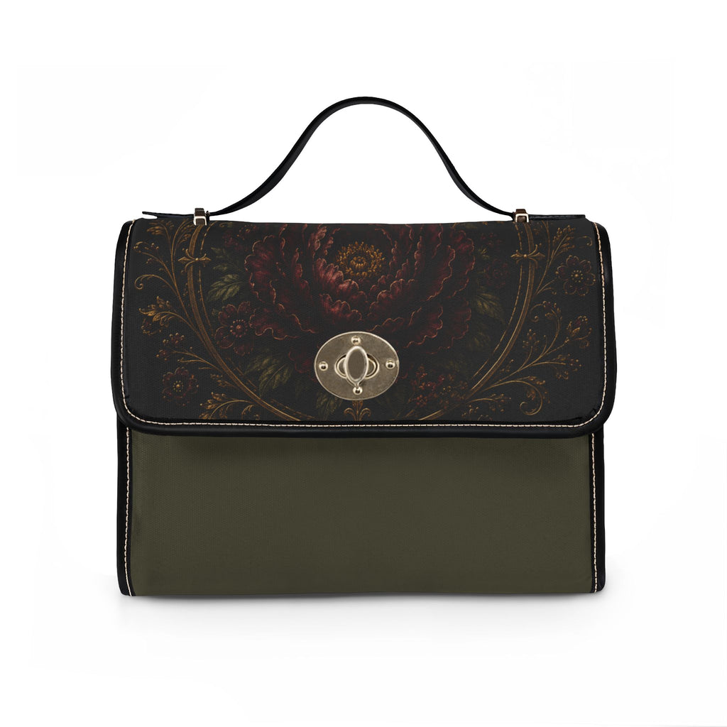 Midnight Garden Vintage Floral Waterproof Canvas Crossbody Bag