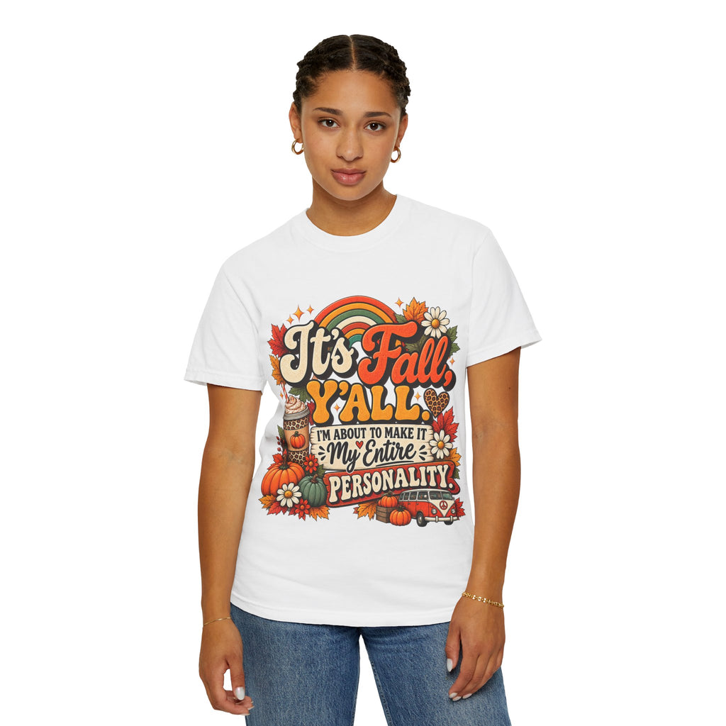 It's Fall Y'all T-Shirt — Fall Pumpkin & Cozy Coffee Graphic Tee