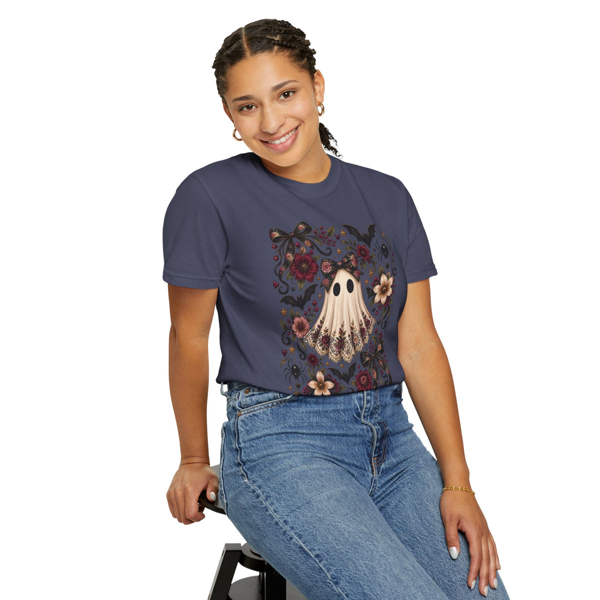 Vintage Floral Ghost T-Shirt — Cute Spooky Halloween Tee