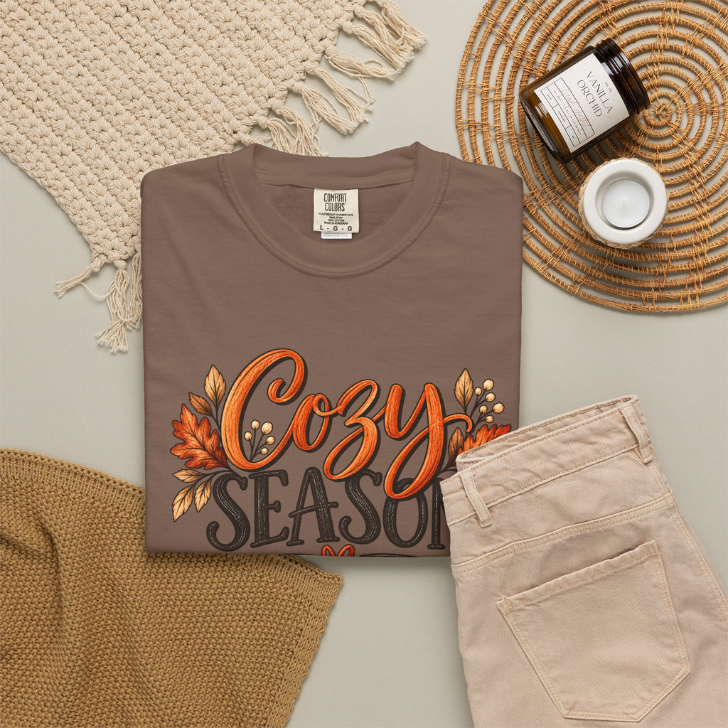 Cozy Season Tee — Autumn Leaves Fall Graphic T-Shirt