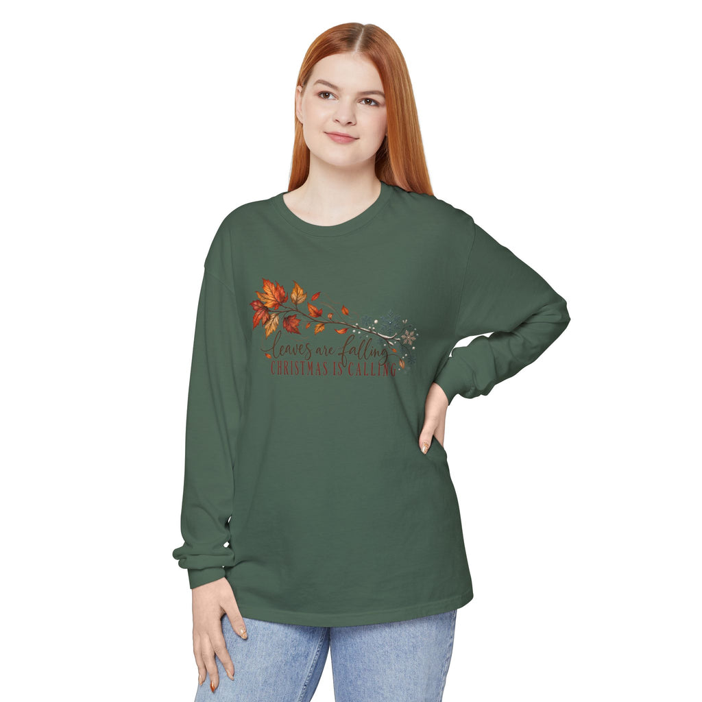 Leaves Are Falling Christmas Is Calling Long Sleeve T-Shirt