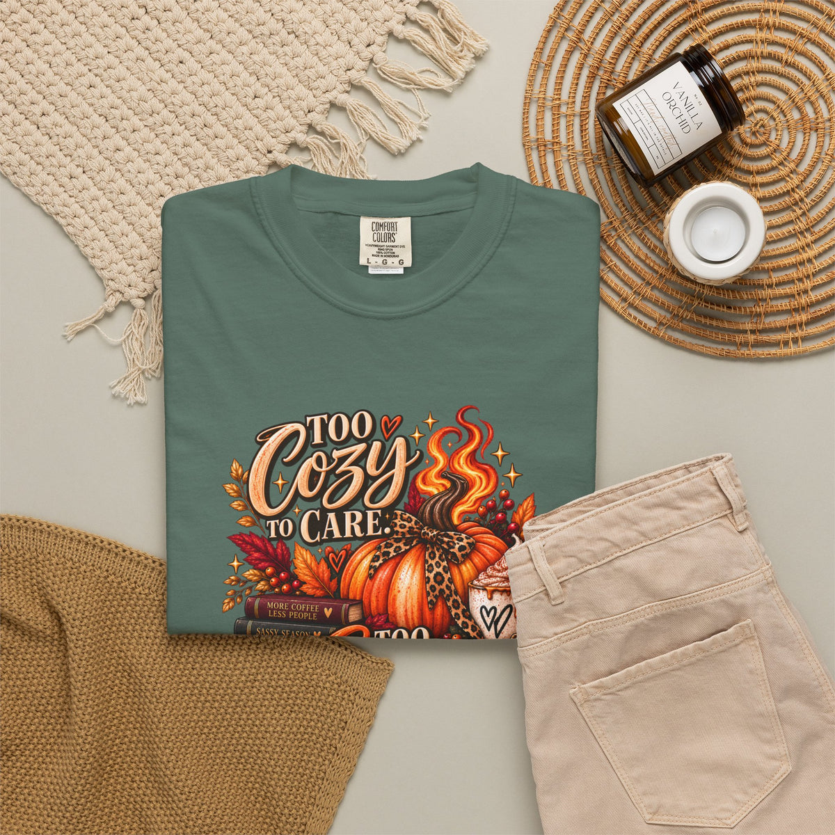 Cozy & Spicy Fall Tee — "Too Cozy to Care, Too Spicy to Behave" T-Shirt