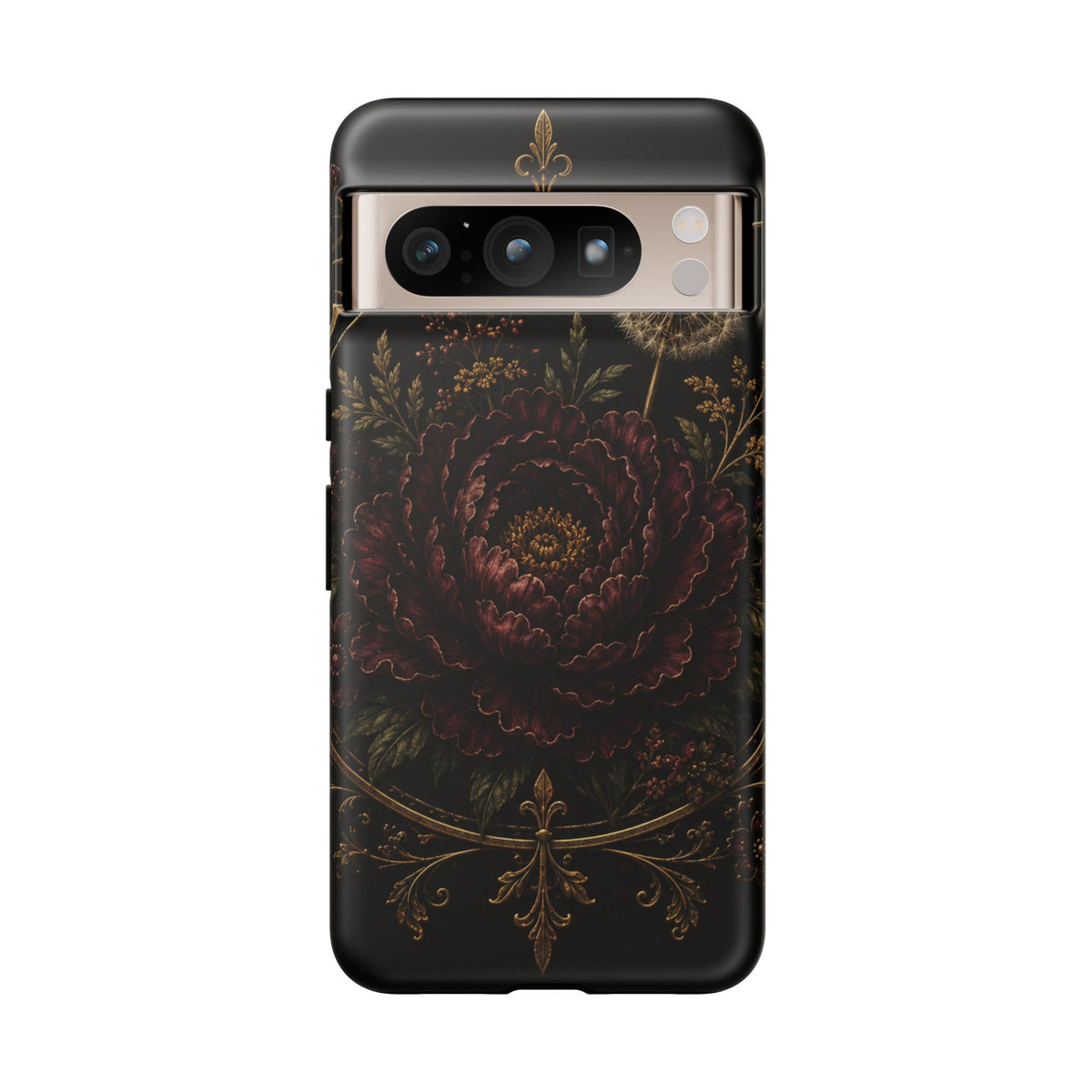 Midnight Garden Tough Case – Vintage Dark Floral Phone Case (Antique Dahlia & Dandelion)