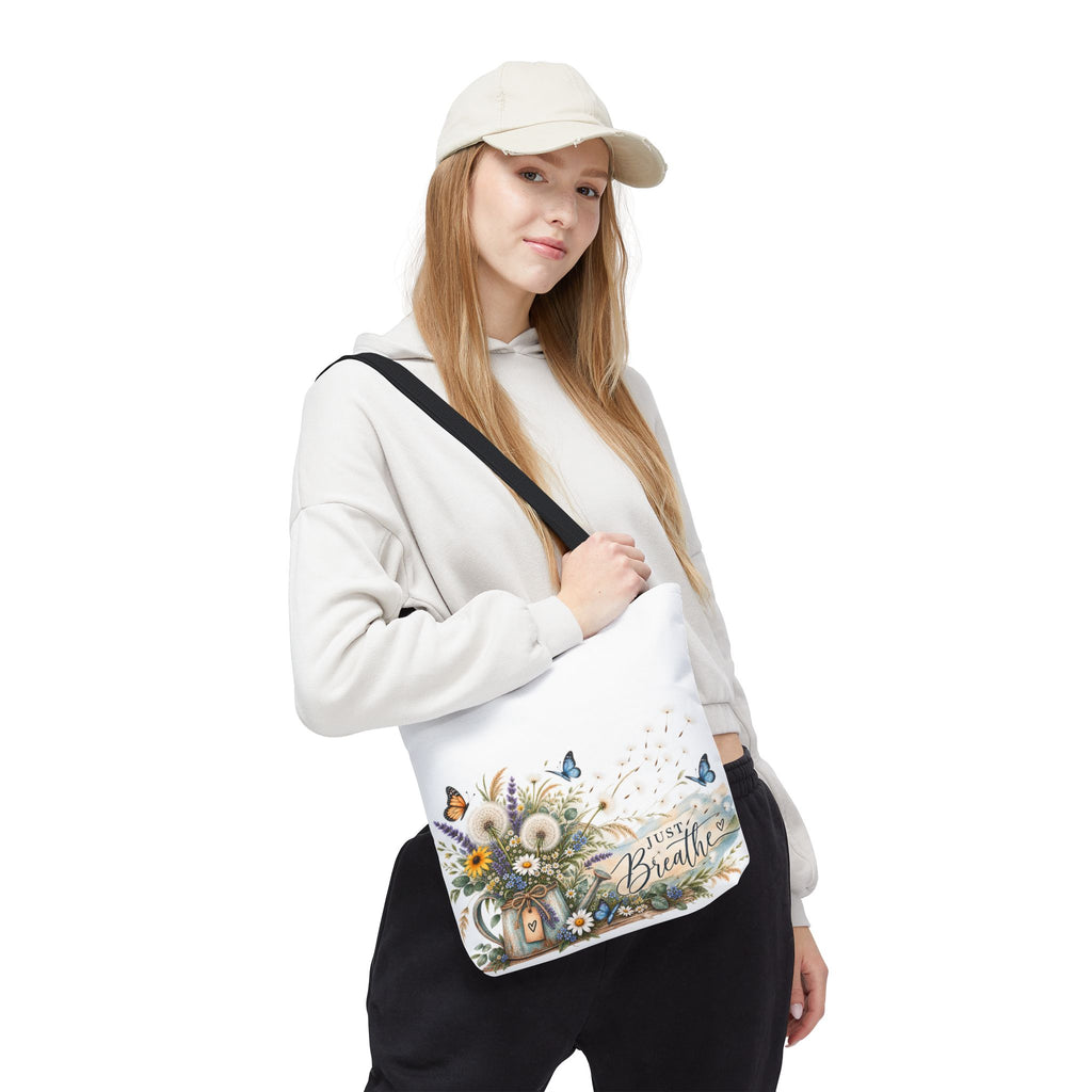 Just Breathe Floral Tote Bag — Butterfly Dandelion Garden AOP Tote