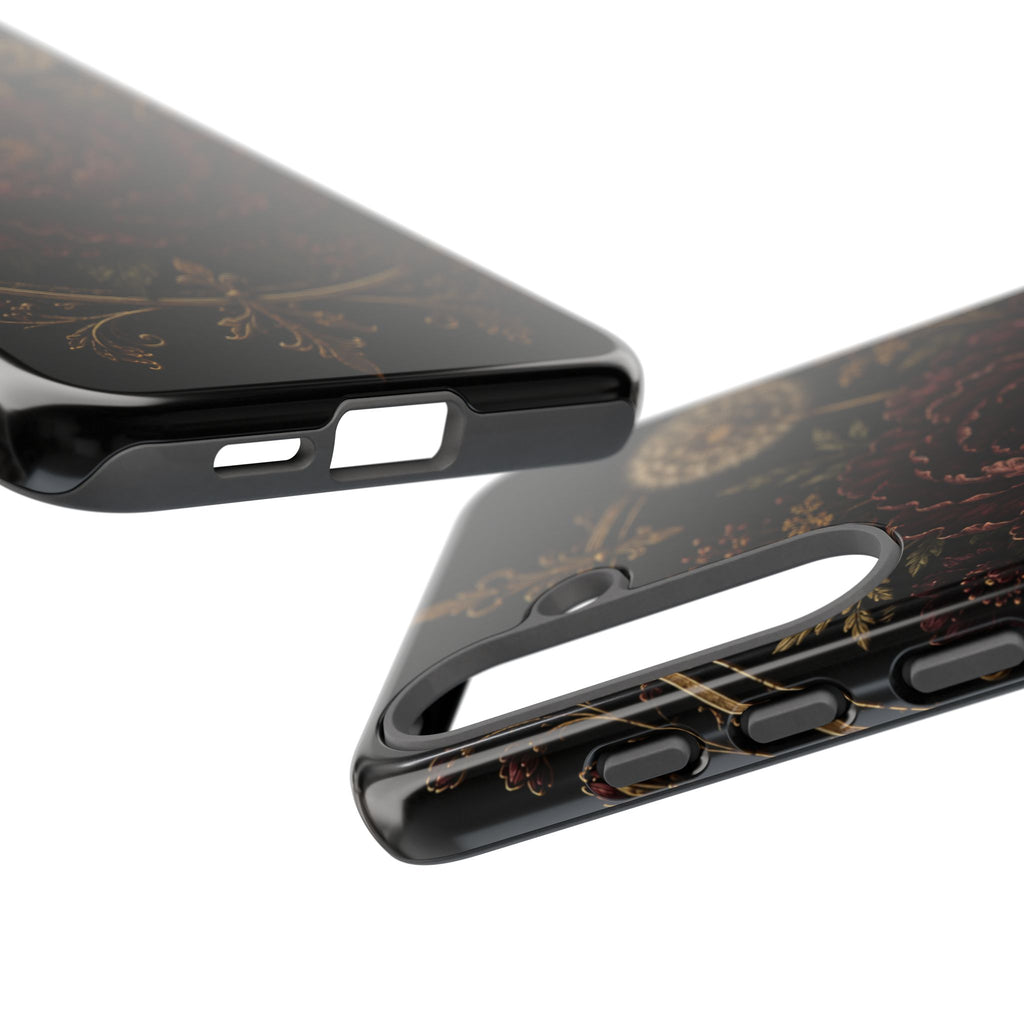 Midnight Garden Tough Case – Vintage Dark Floral Phone Case (Antique Dahlia & Dandelion)