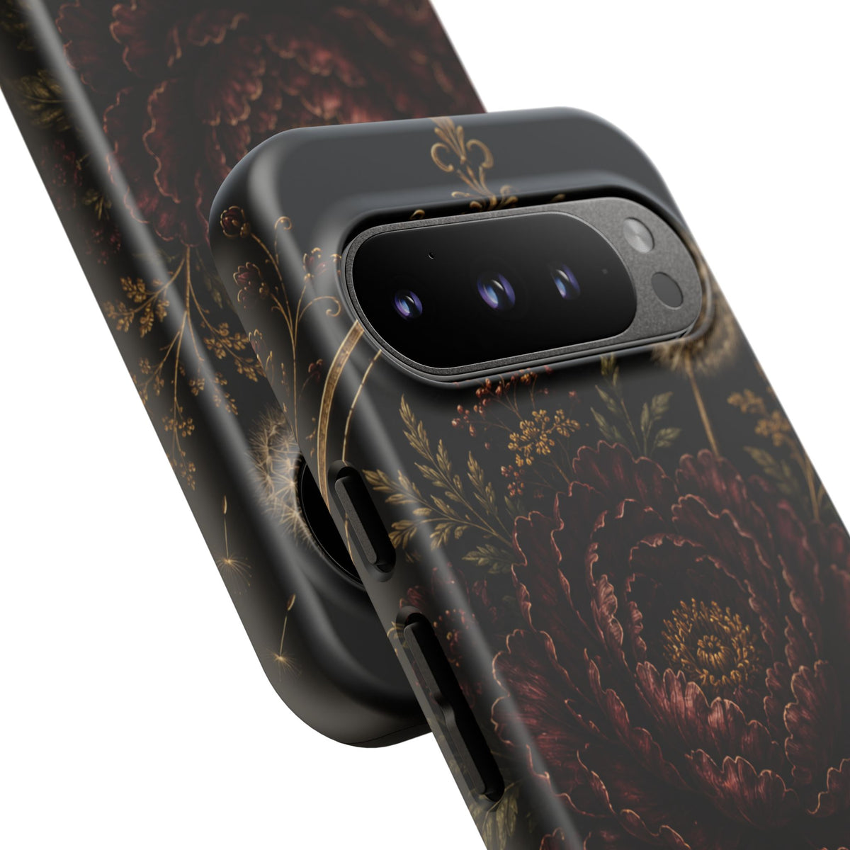 Midnight Garden Tough Case – Vintage Dark Floral Phone Case (Antique Dahlia & Dandelion)