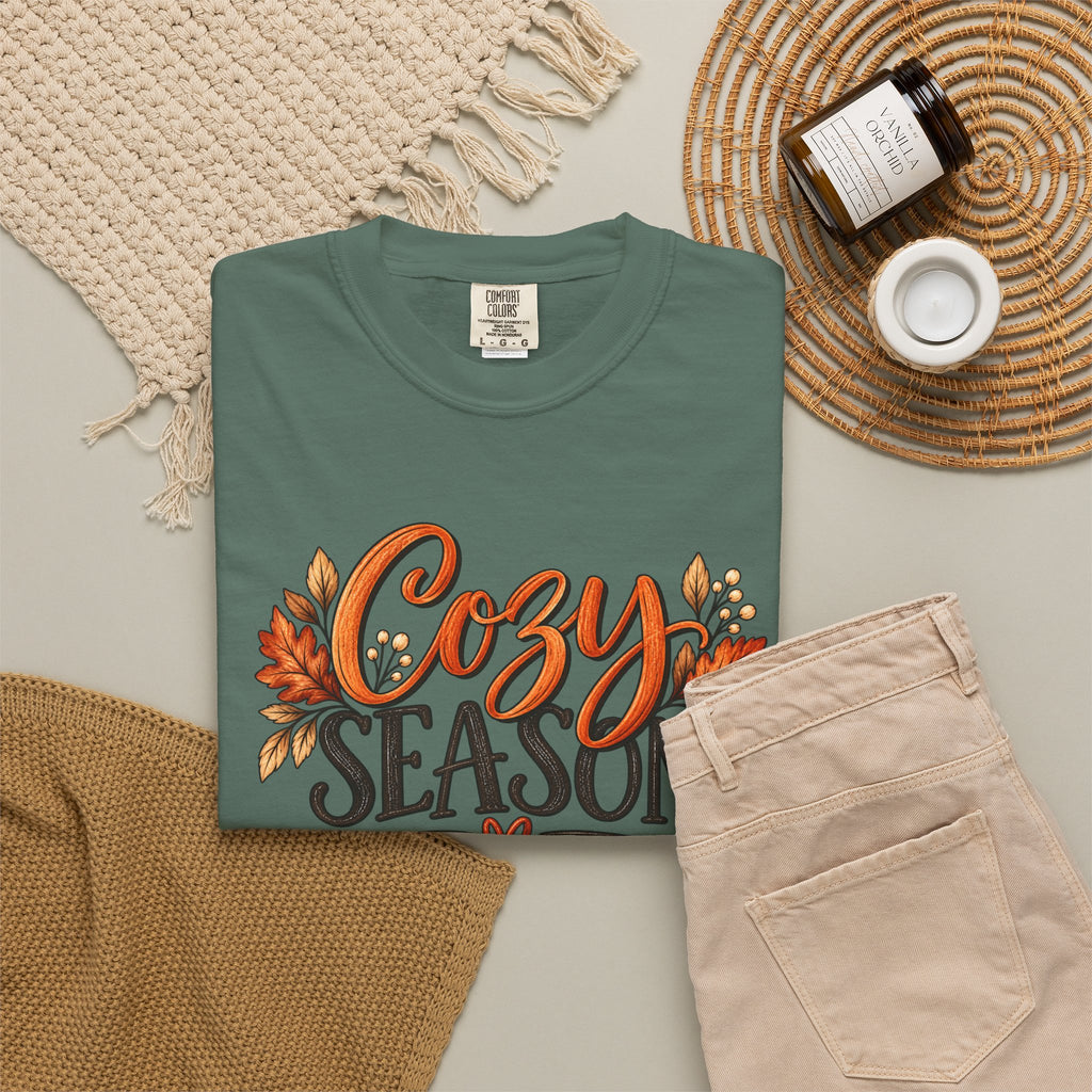 Cozy Season Tee — Autumn Leaves Fall Graphic T-Shirt